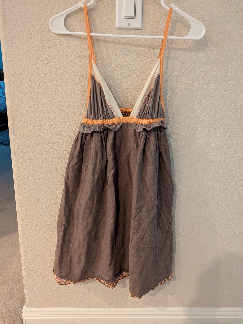 Free People Gray and Orange Mini Sundress